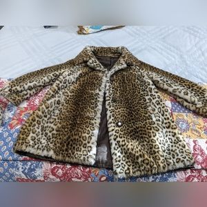 Vintage leopard faux fur swing coat